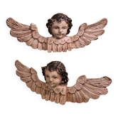 Paire d'anges en bois polychrome