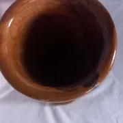 Vintage hand-turned solid olive wood vase – 1970s