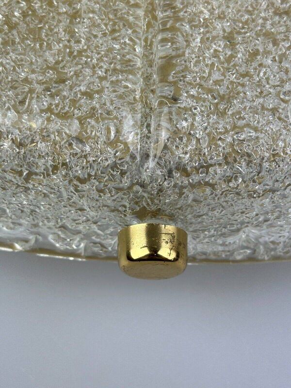 60s 70s Ceiling Light Lamp Plafoniere Flush Mount Ice Glass Hillebrand