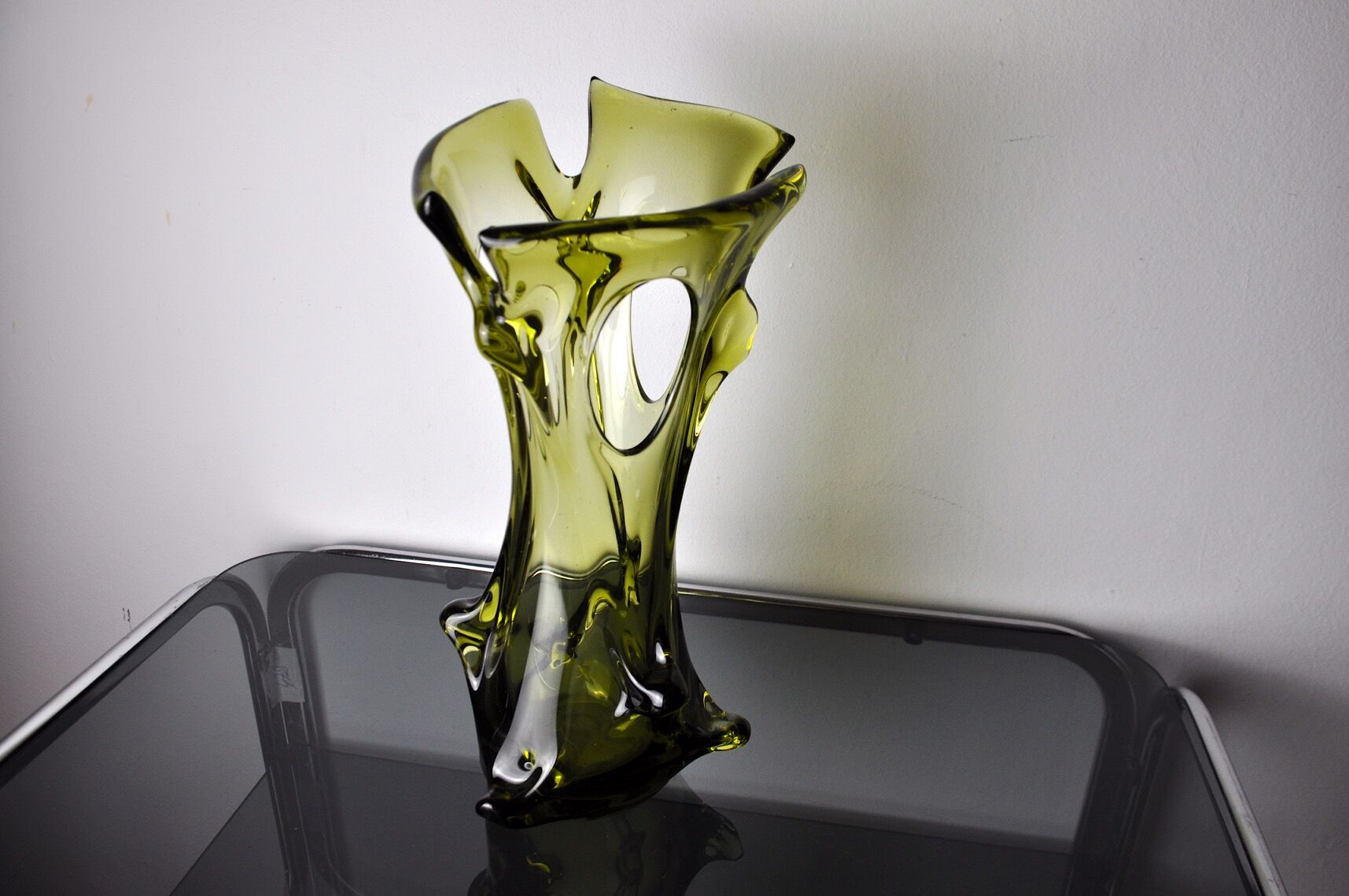 Vase seguso vert en verre de murano, italie, 1960
