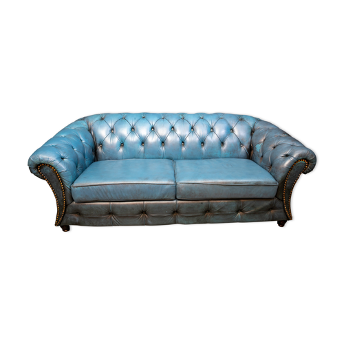 Vintage Jeans Blue Leather Chesterfield Sofa Selency Vintage Jeans Blue Leather Chesterfield, Blue Leather Chesterfield Sofa