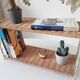 Vintage wall shelf or freestanding wicker in bohemian style.
