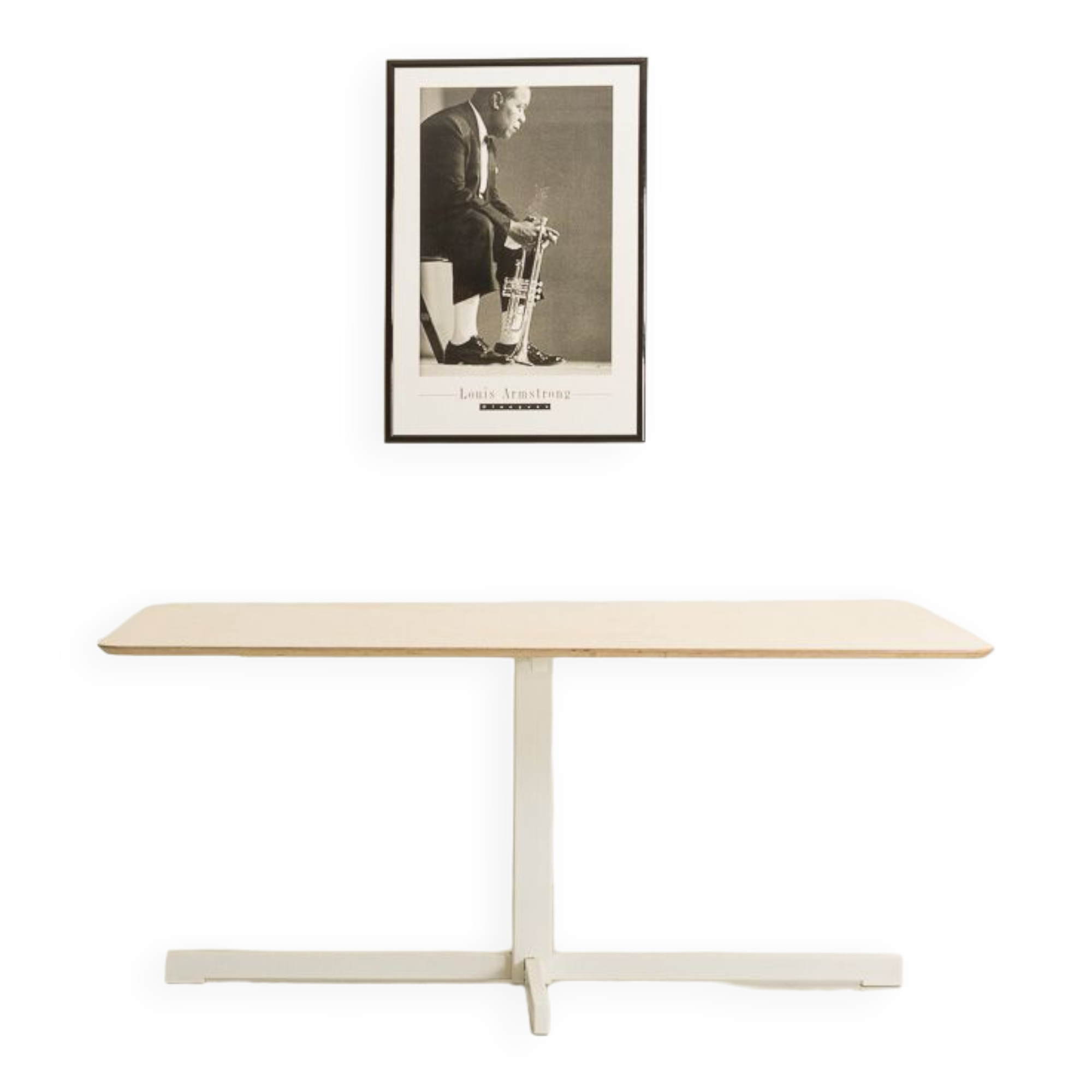 Dining table or desk with a white metal base