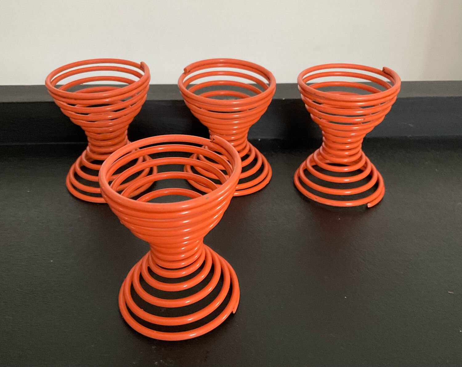 Series of 4 vintage poppies orange spring