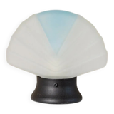 Murano Glass Shell Table Lamp in White with Blue Accent – Italian 1980s Vintage Space Age Design
