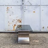 Table en acciaio et verre Space Age de Franco Costalonga par Studio Tecnico Mimo Leone Anni '70
