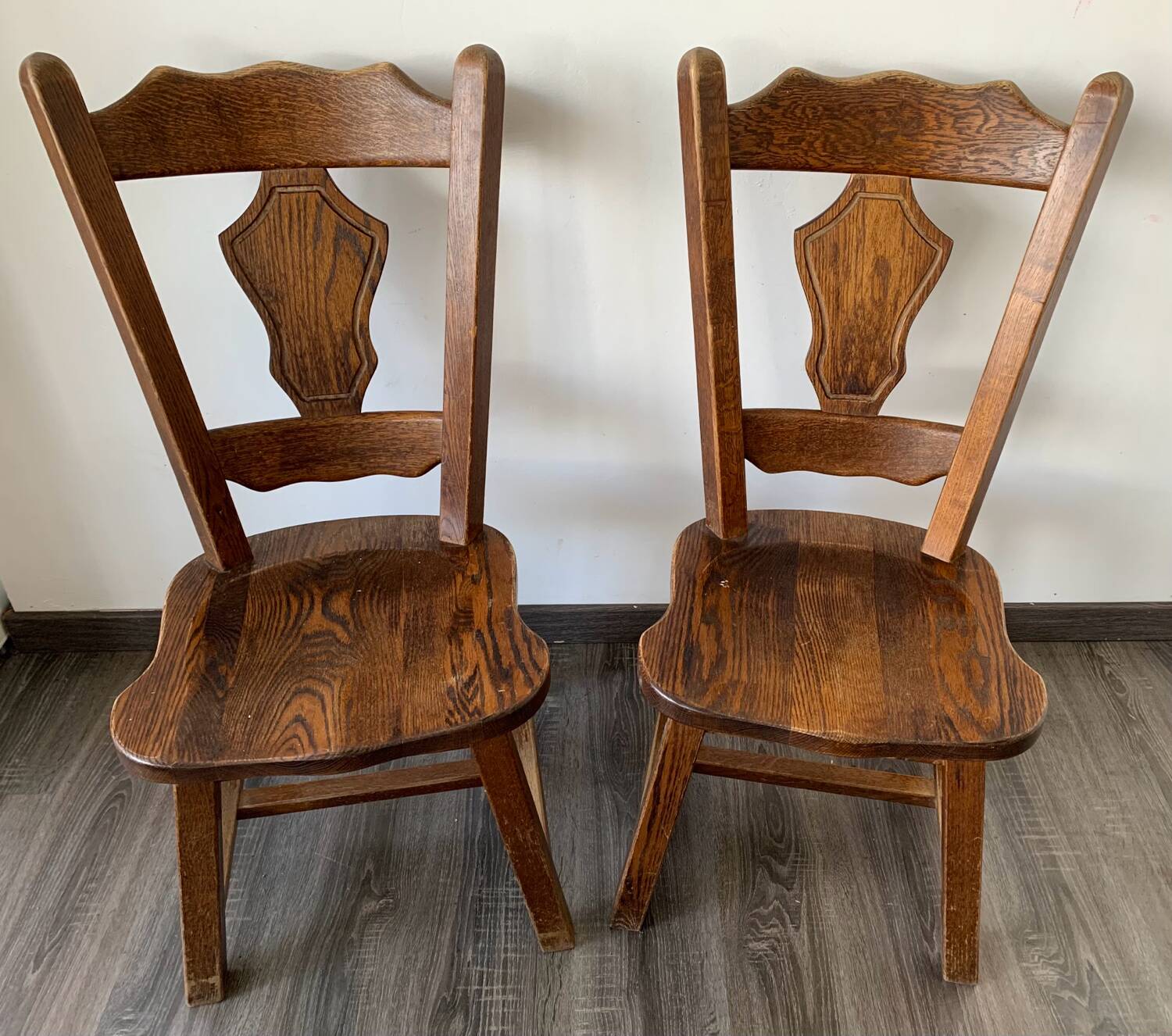 Pair of Brutalist Oak Chairs