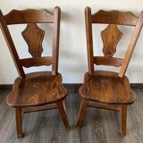 Pair of Brutalist Oak Chairs