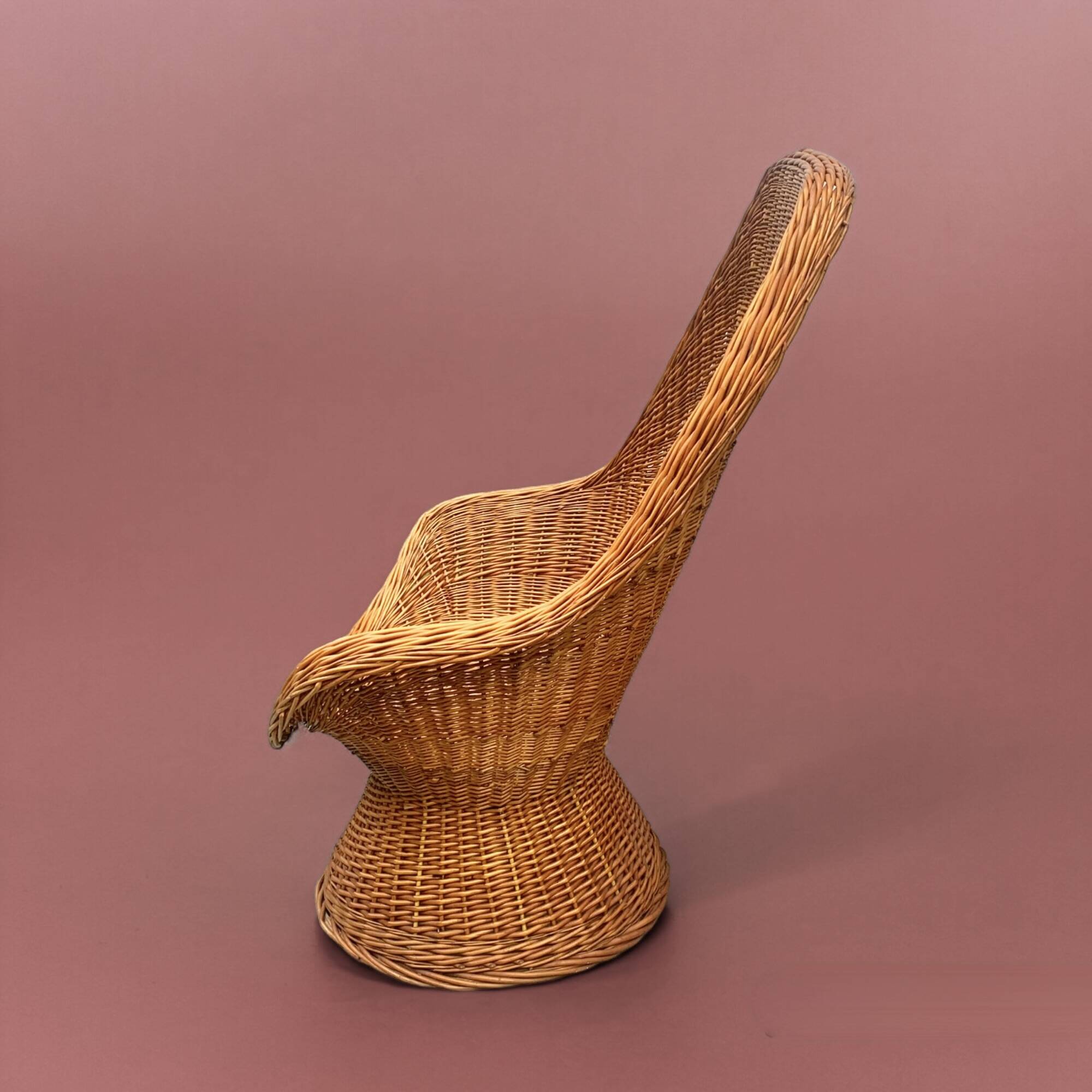 Vintage woven wicker armchair