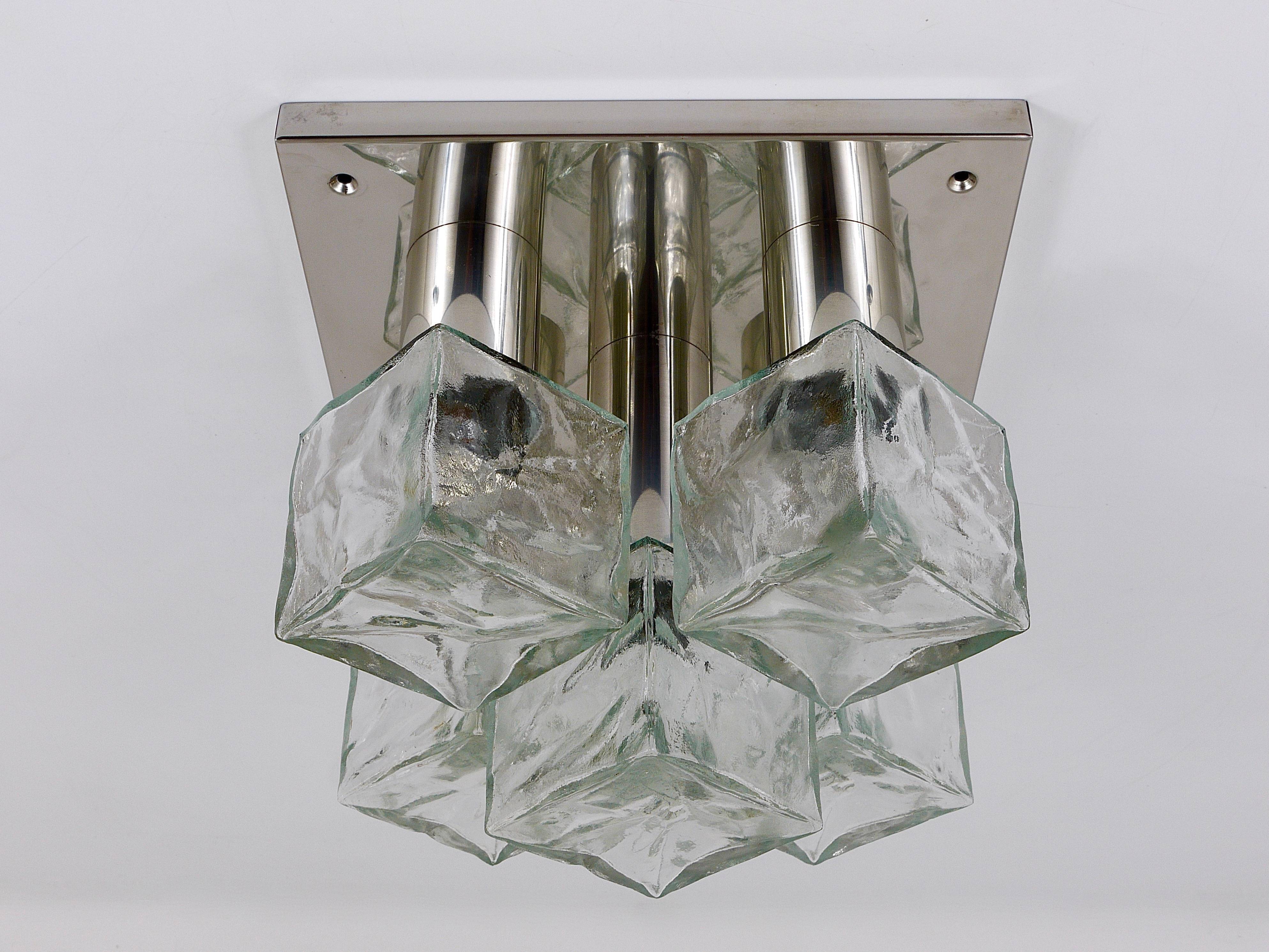 Ceiling light or wall sconce J.T. Kalmar in cubic glass, Austria, 1960s.