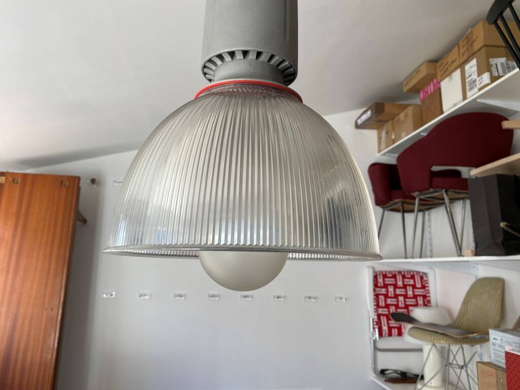 Industrial suspension aluminium body methacrylate diffuser vintage 70s