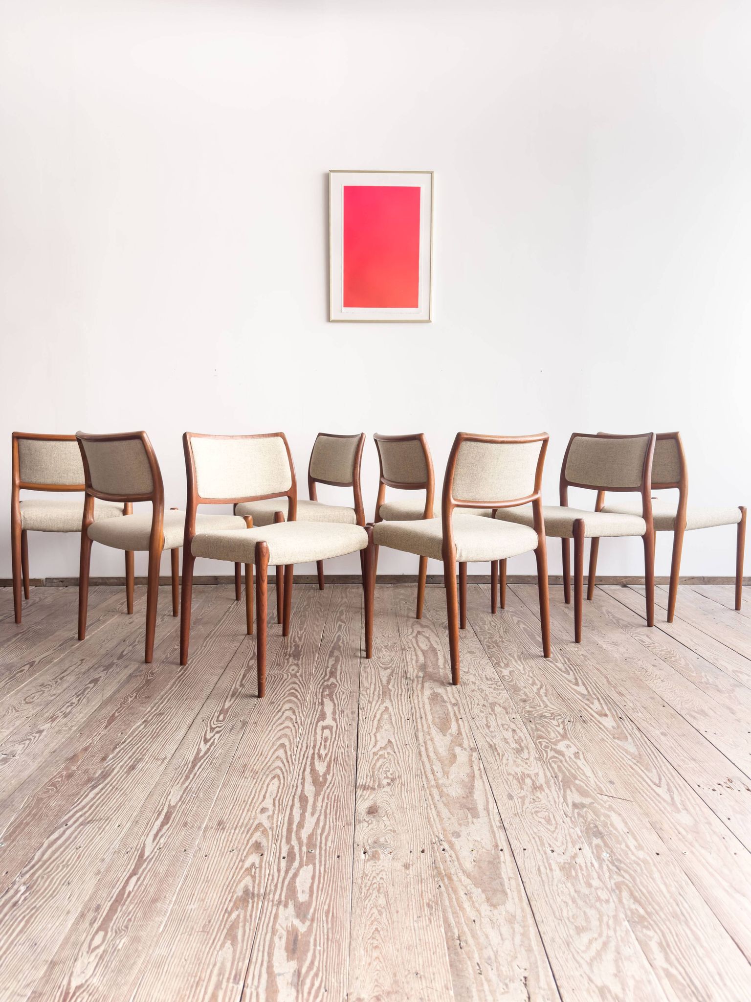 Set of 8 chairs #80 in teak by Niels O. Møller, JL Moller, Mid Century