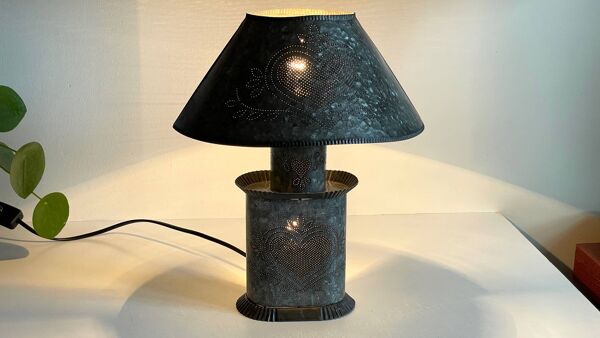 LAMPE Coeur ZINC Vintage