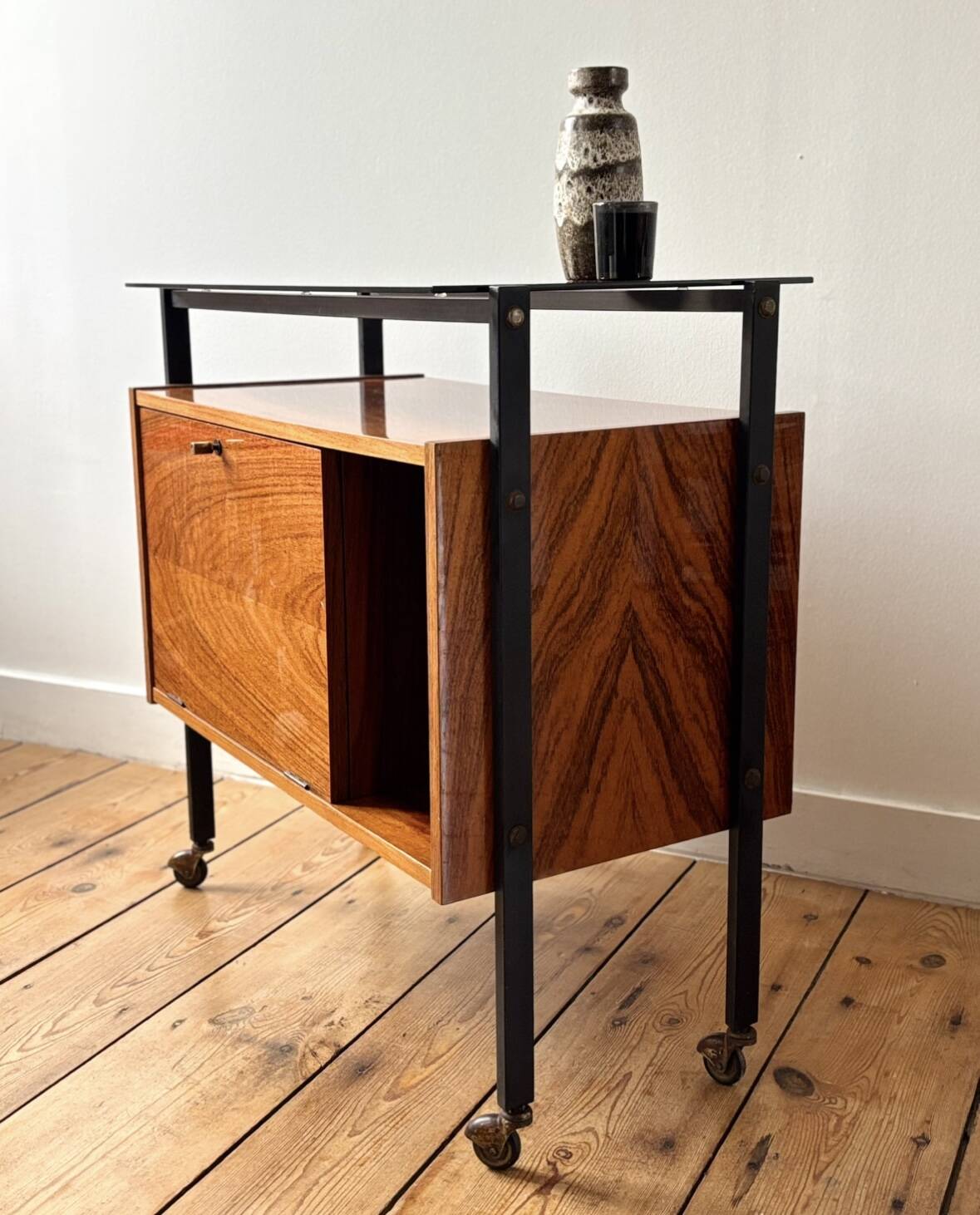Bar cabinet on wheels