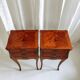 Louis XV French bedside tables with floral marquetry, 1940s, set of 2