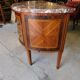 Chest of drawers half moon in marquetry 2 drawers marble top late nineteenth century