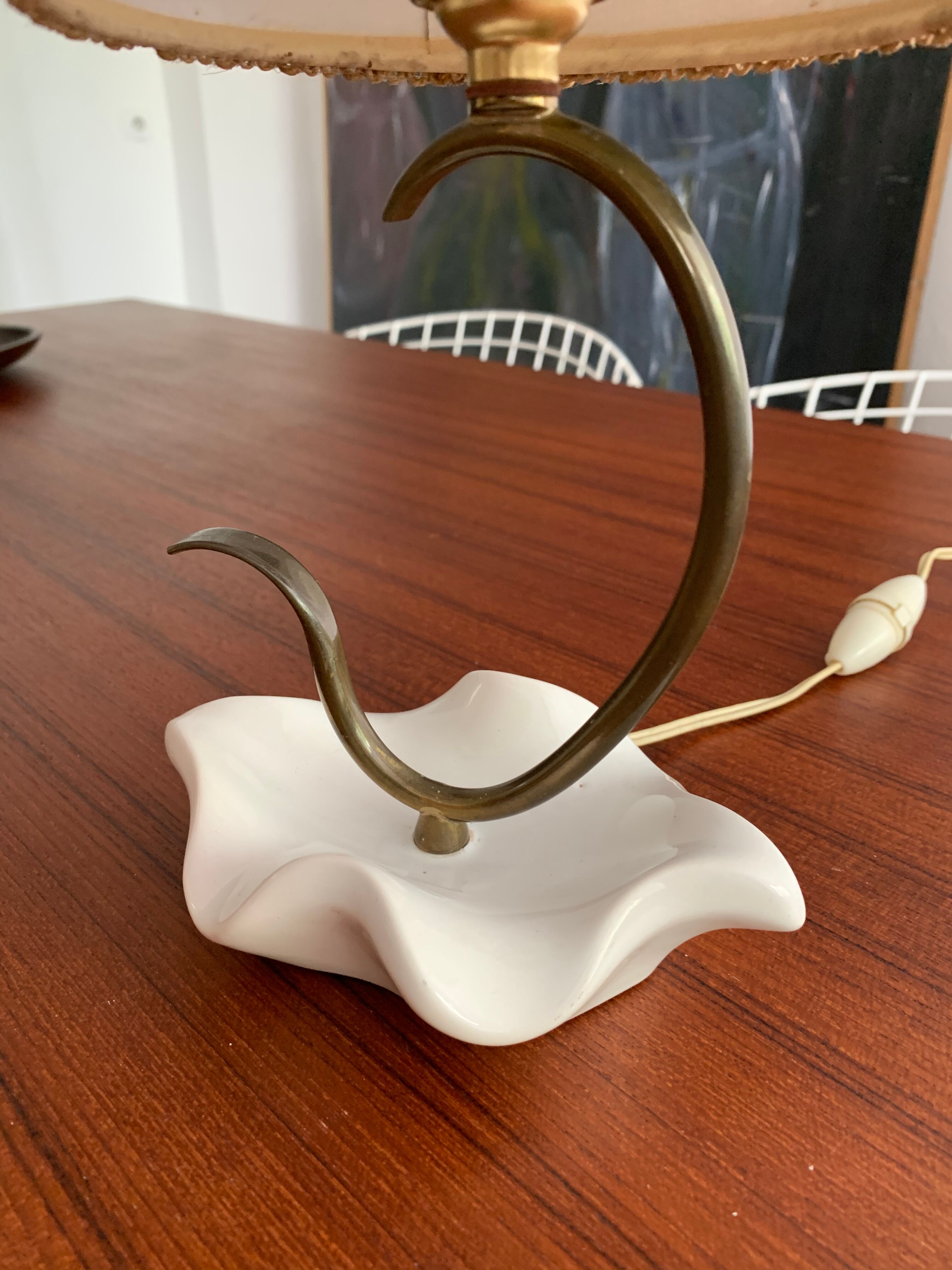 Ceramic lamp and vintage brass