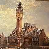 Painting by jean pierre croupie the befroi of calais