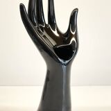 Handmade vintage black ceramic ring sizer vase