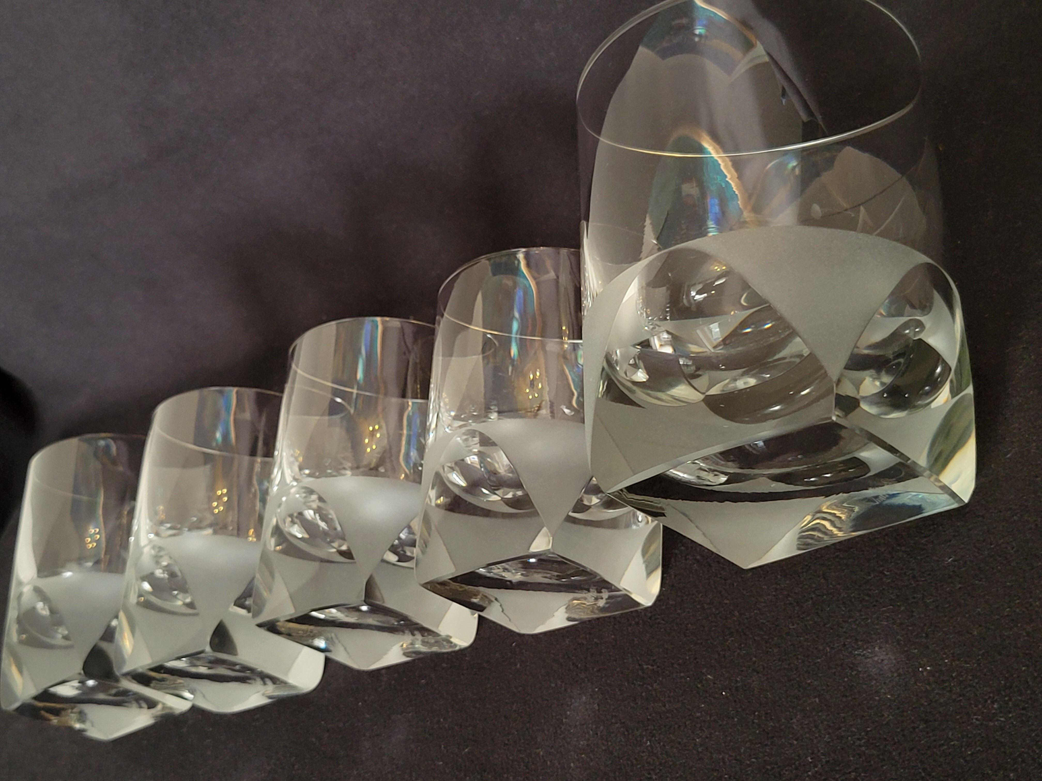 4 Rosenthal crystal whisky glasses + ice bucket + 2 shot glasses