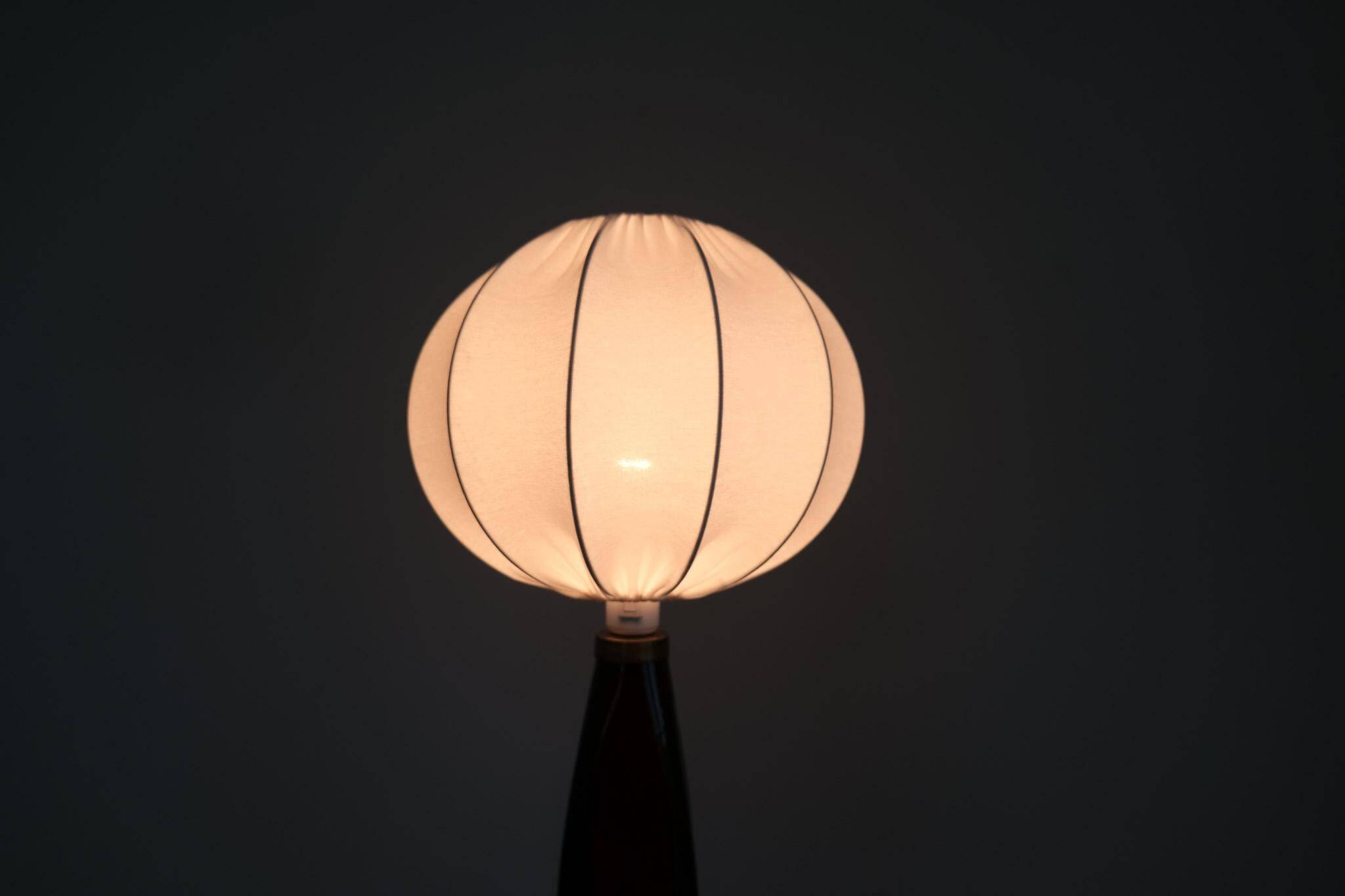 Mid-century modern table lamp with cotton shade Carl Fagerlund Orrefors Sweden