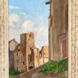 Old painting, landscape signed Lemoine, dated 1951