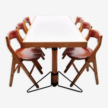 Ensemble de salle à manger de table et 6 chaises par Marc Held pour IBM, ensemble de 7