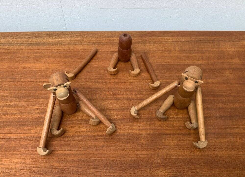 Danish mid-century wooden monkeys, set of 3