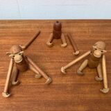 Danish mid-century wooden monkeys, set of 3