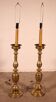 pair of Italian candlestick lamps in Renaissance style in bronze