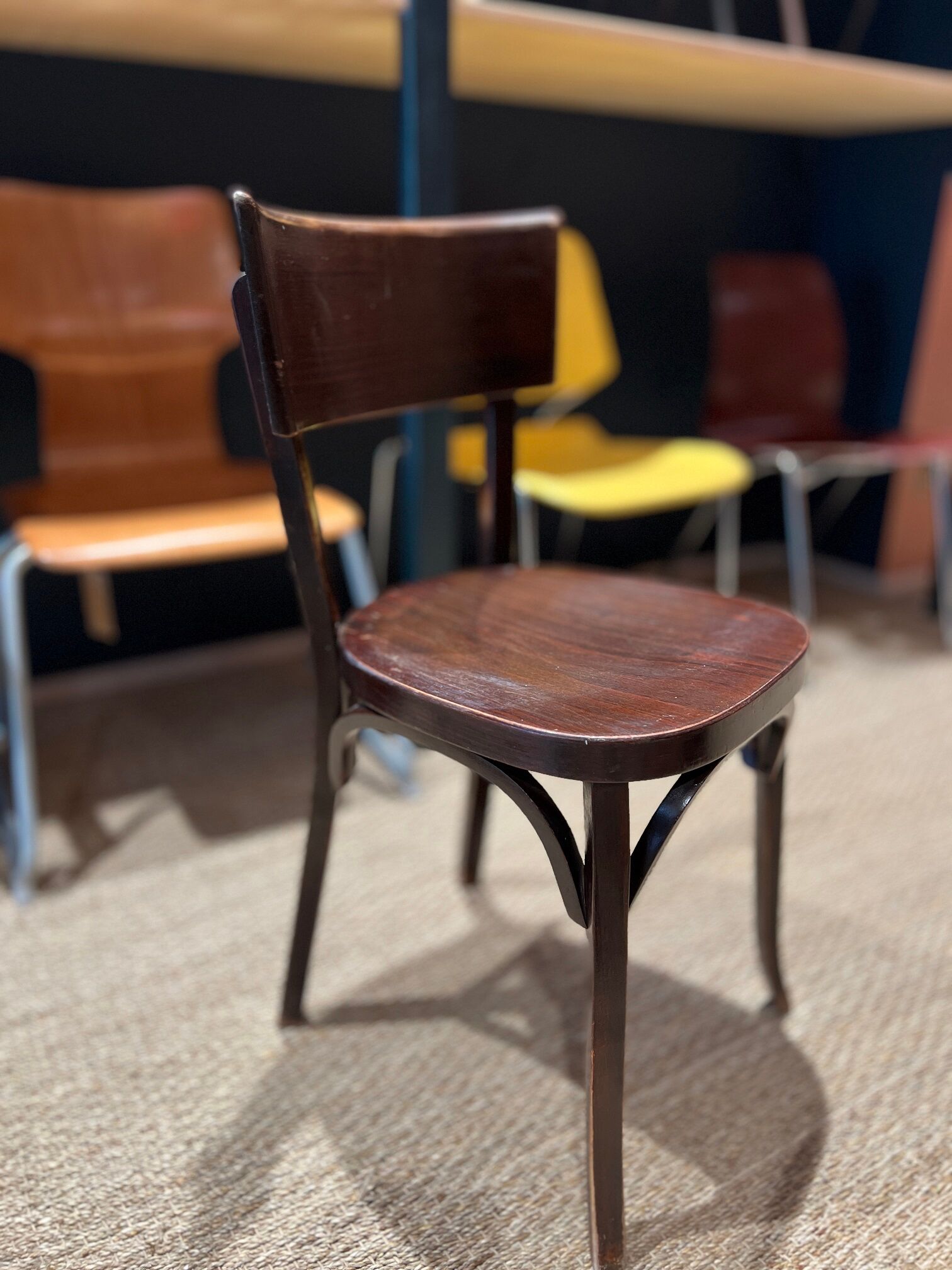 Set of 6 baumann bistro chairs classic years 50 bois fonce