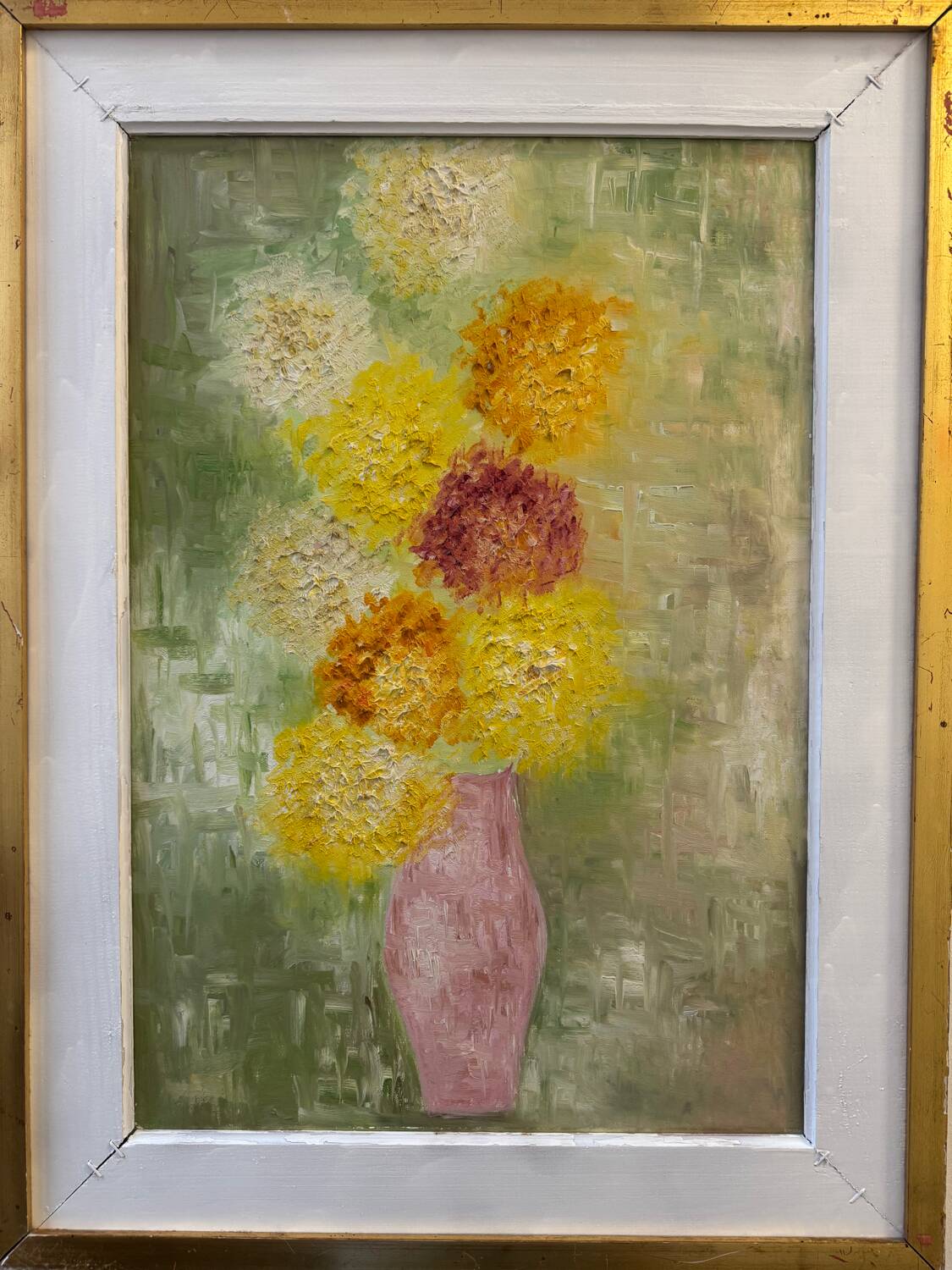 Oil painting on canvas chrysanthemums 1965