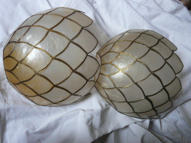 Set of 2 mother-of-pearl wall lamps, 1970s