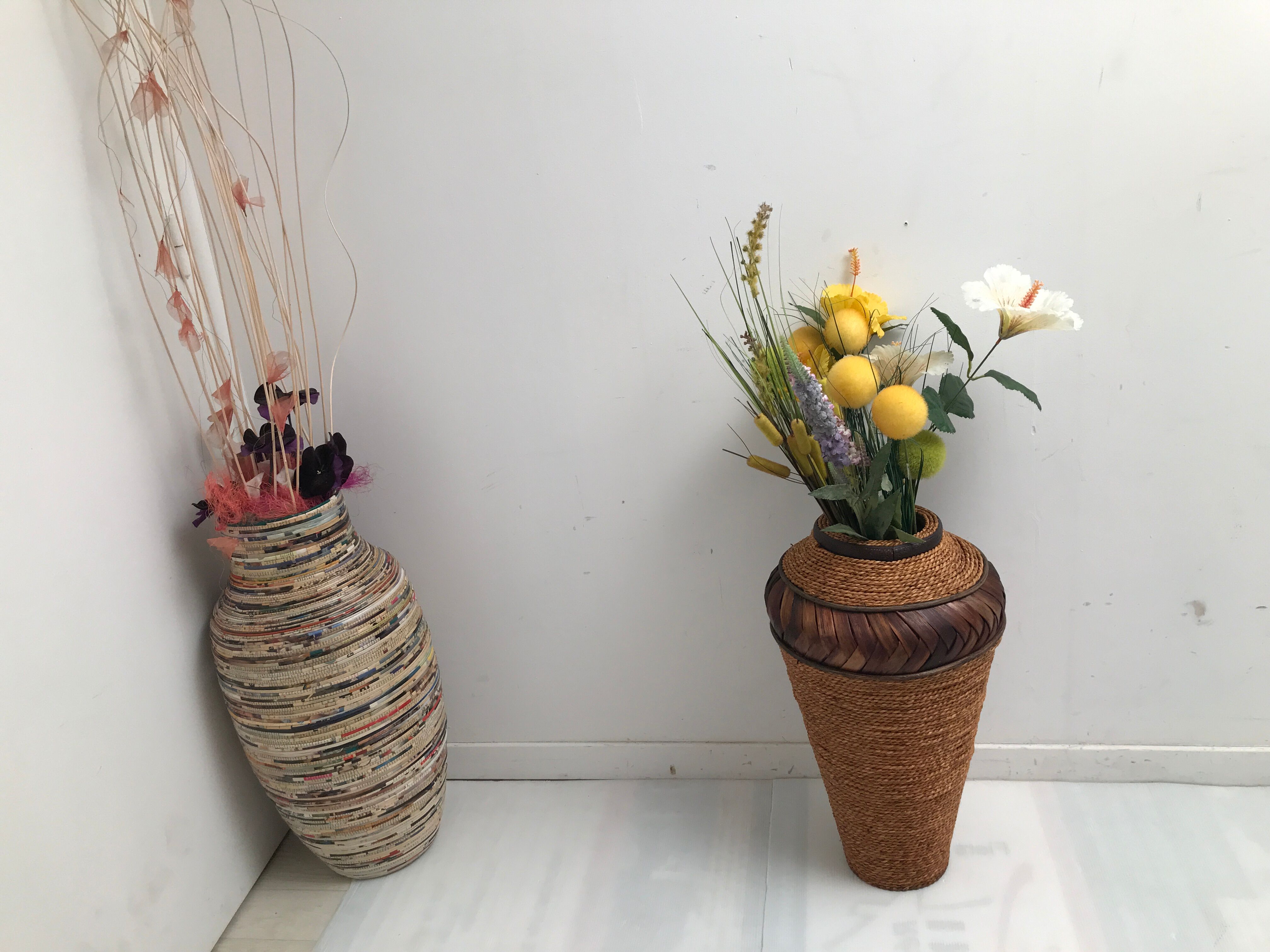 Large basket in vintage wicker rattan