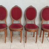 Set of 4 Louis XVI medallion chairs in walnut
