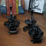 Old turned wrought iron candlesticks