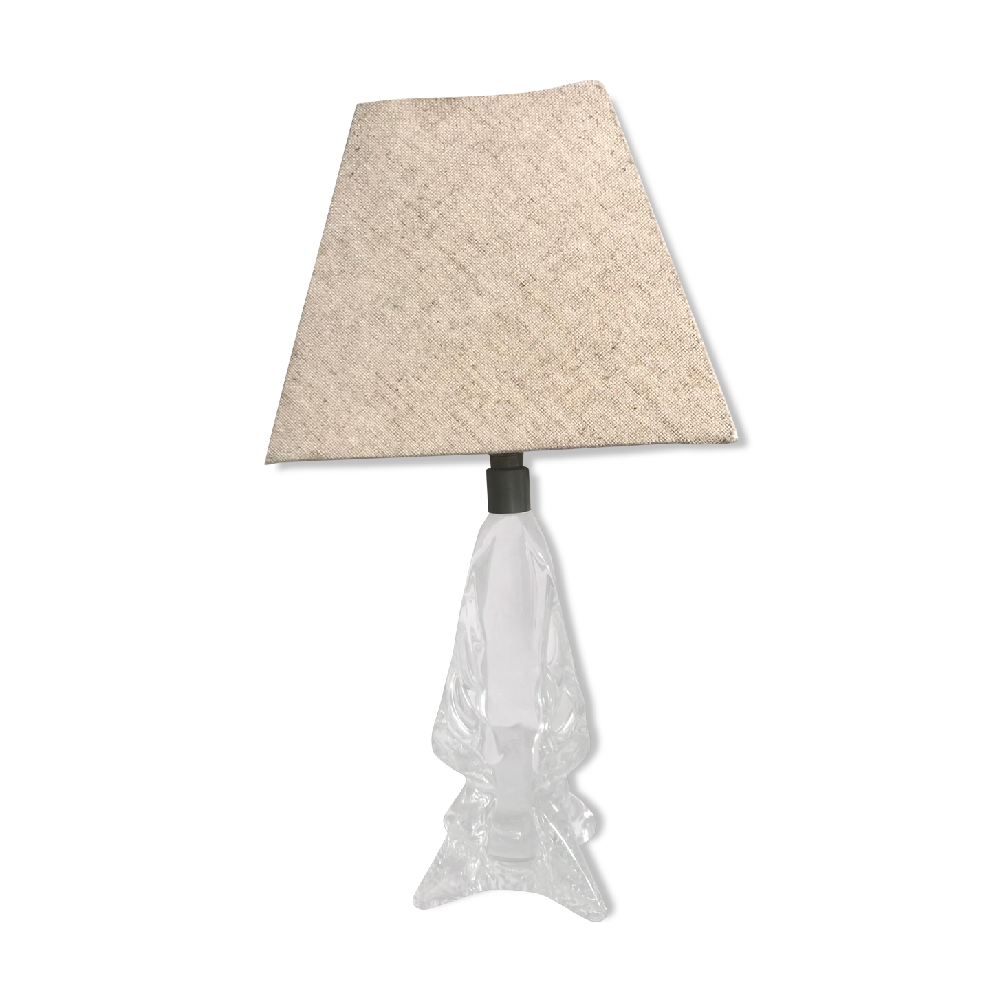 Old moulded glass lamp - lamp-day cream fabric 70vintage
