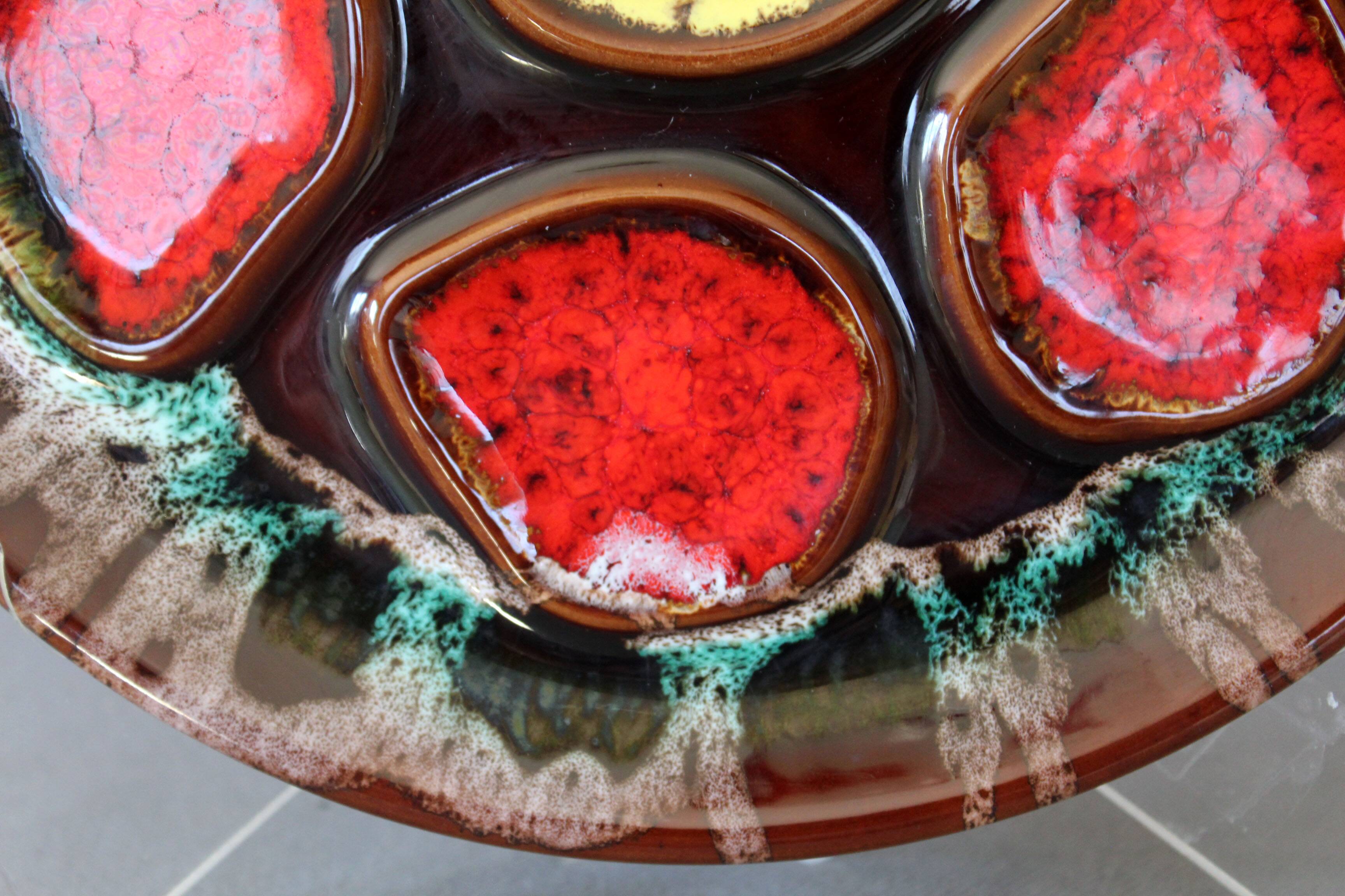 Vintage oyster plate in majolica ceramic, Vallauris style