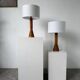 Paire de lampes de table bois chêne années 50