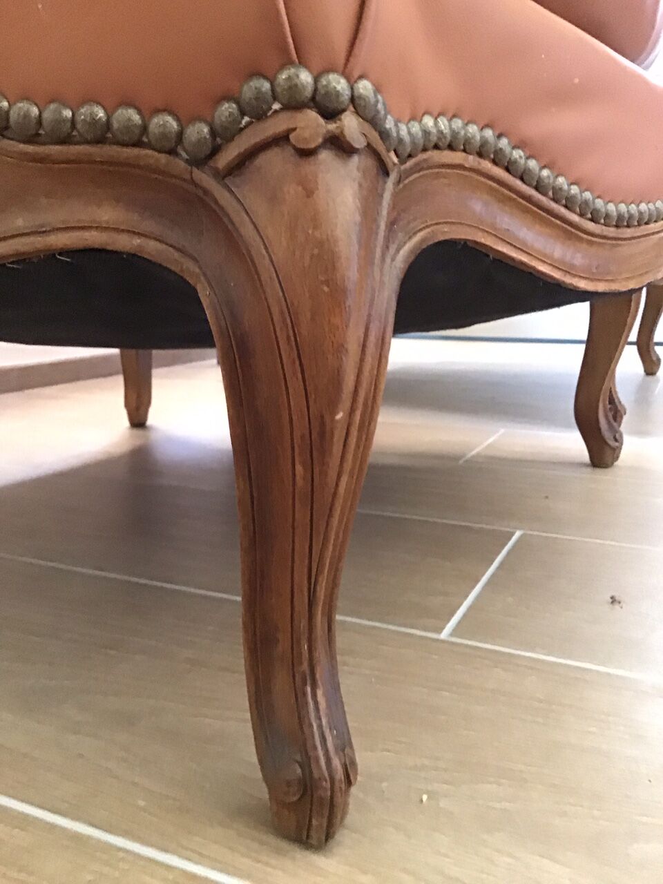 Louis VX style leather armchairs