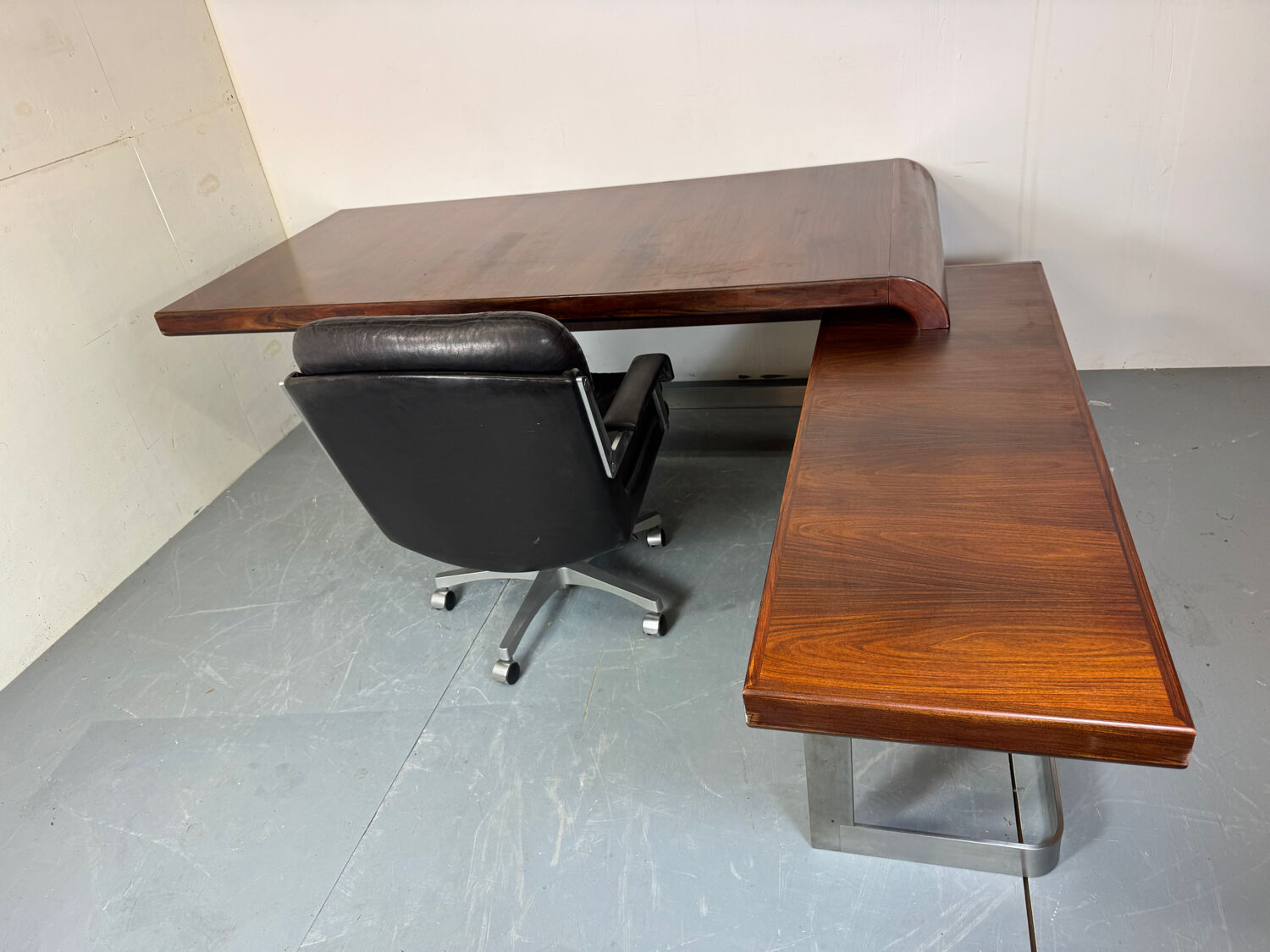 Vintage Danish design mid century wood steel Sibast executive desk