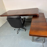 Vintage Danish design mid century wood steel Sibast executive desk