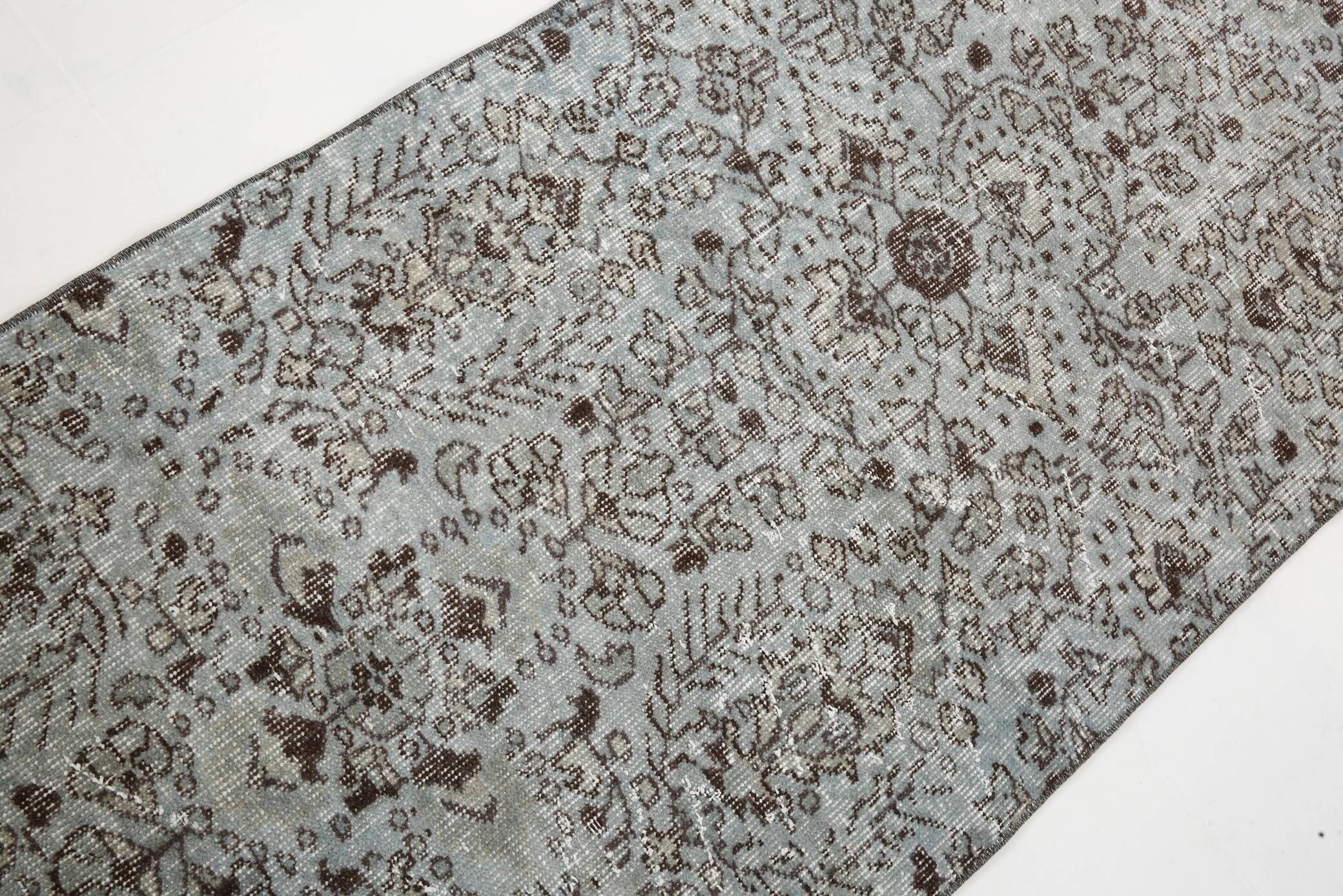 3x9 Rug For Kitchen Gray Vintage Runner Rug, 82x266Cm SK 3397