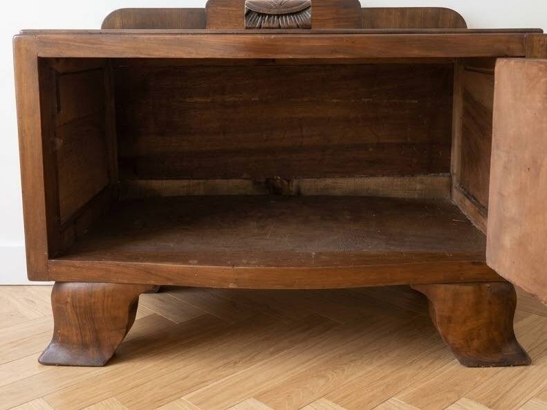 Art Deco bedside table in wood and marble
