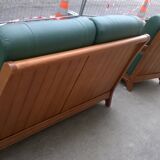 J. Leleu solid oak sofa and armchair