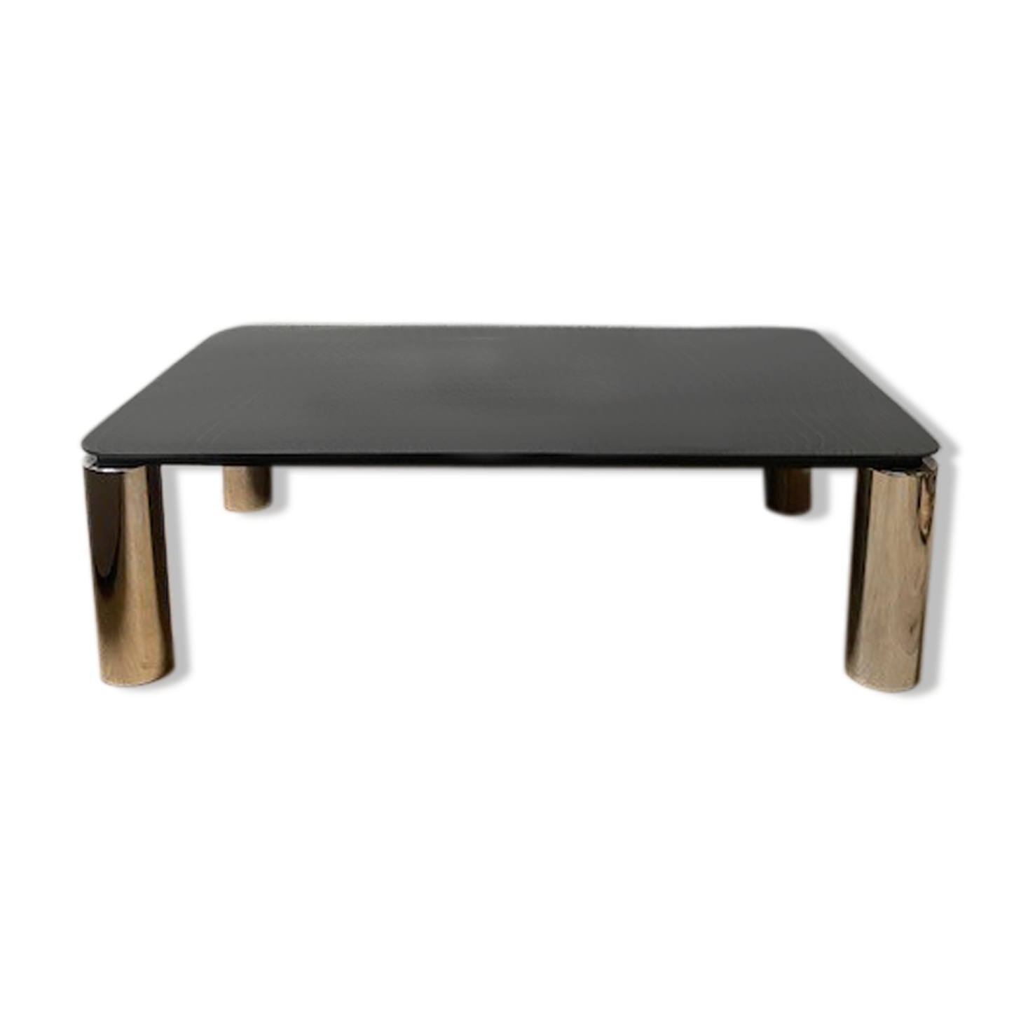 Glass coffee table design 70s