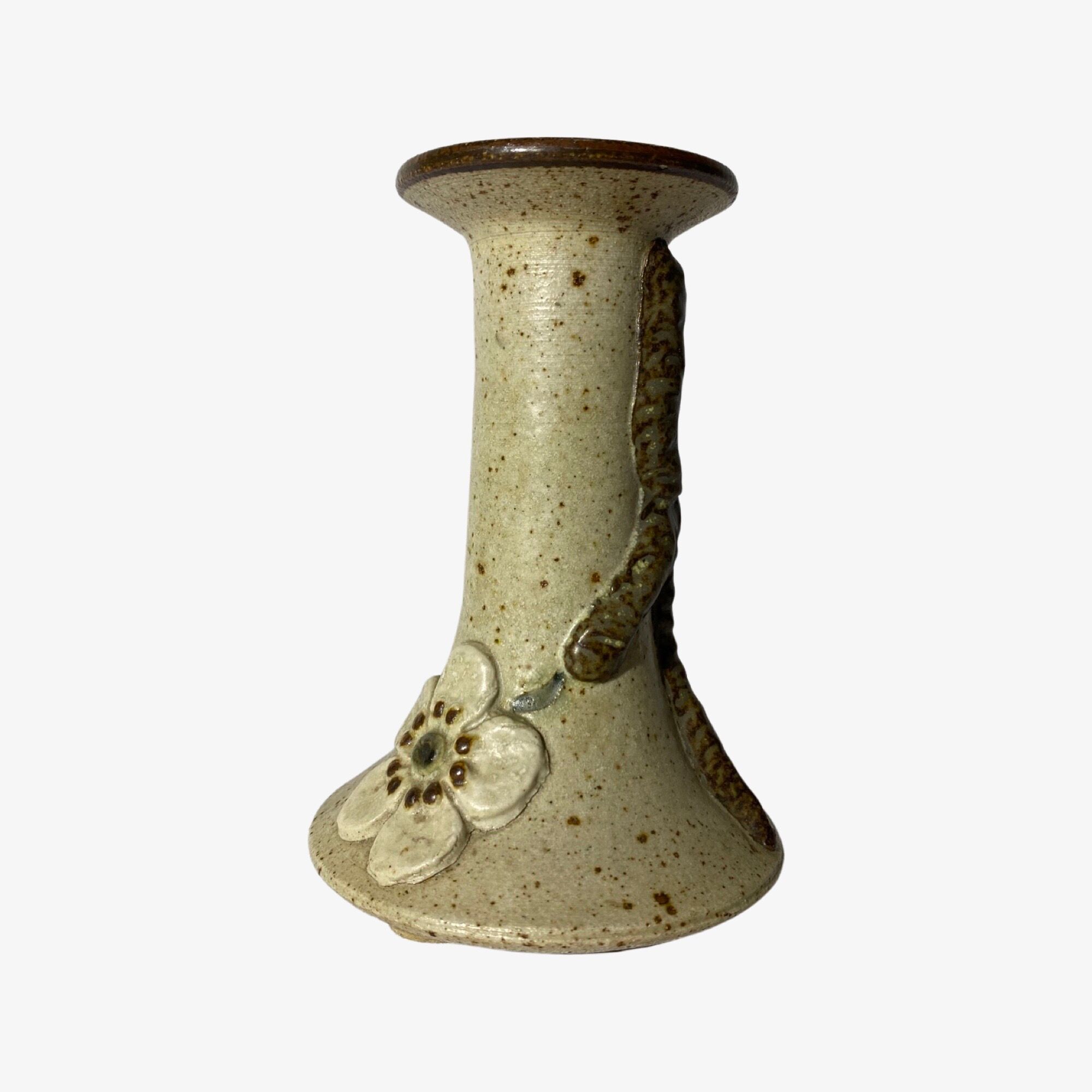 Retro flower ceramic candlestick holder from denmark | vintage candleholder from denmark