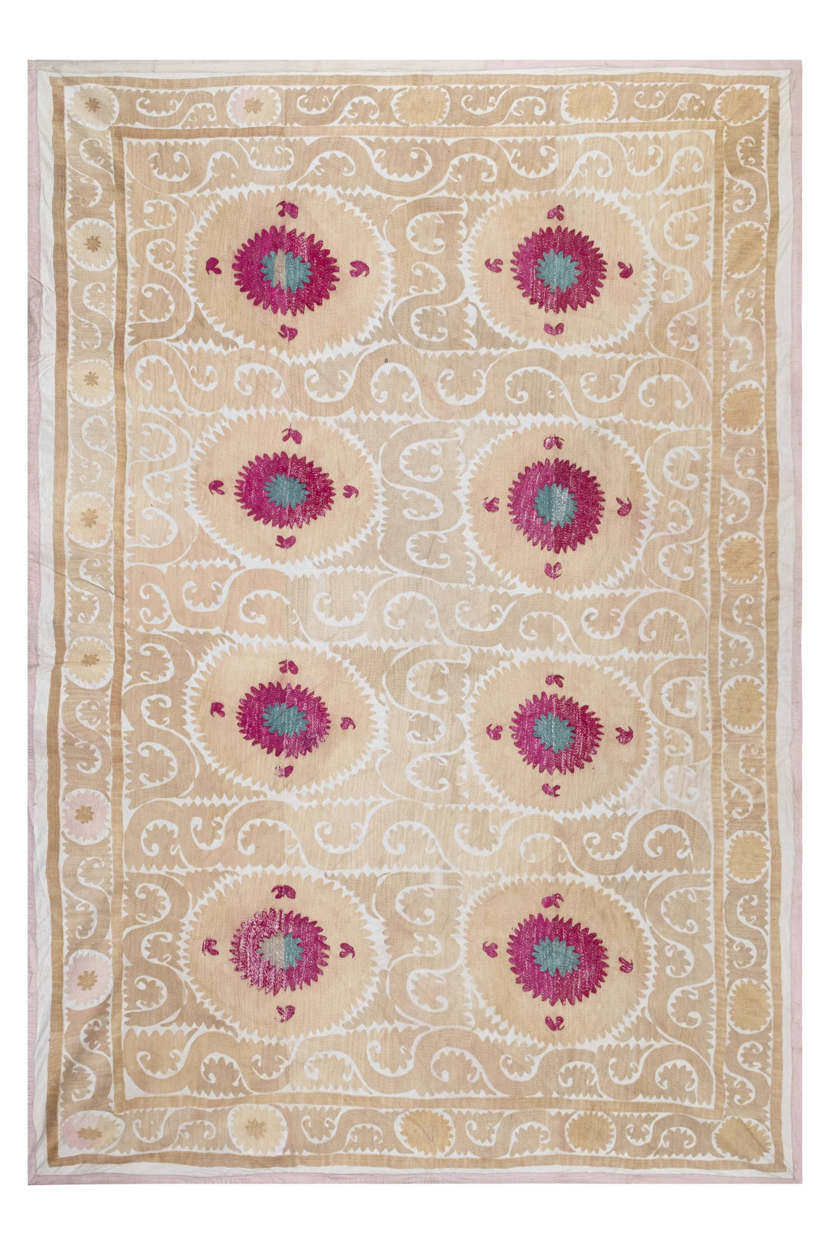 Hand Embroidered Suzani Bedspread 7'9" X 10'10"