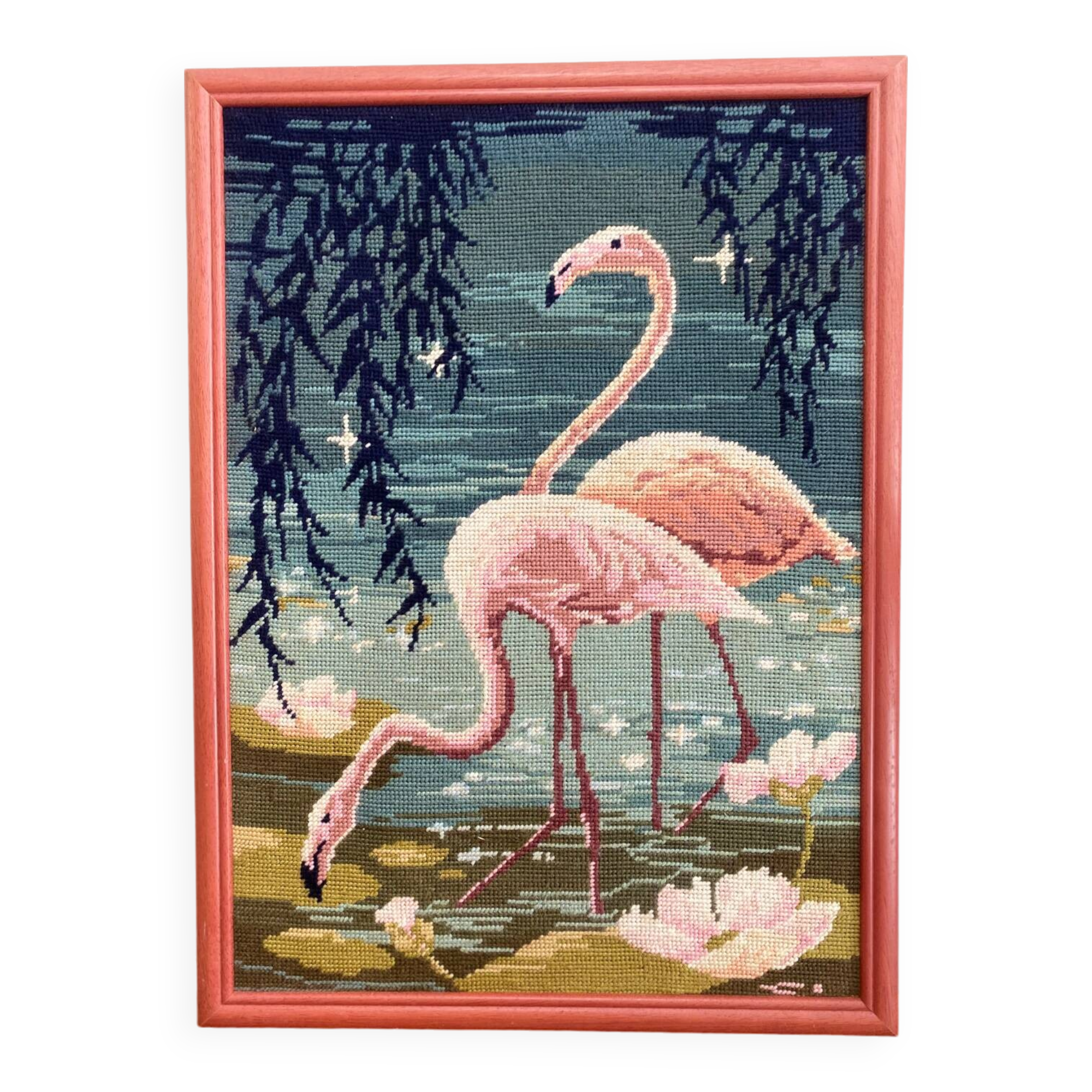 Tapisserie flamant rose vintage