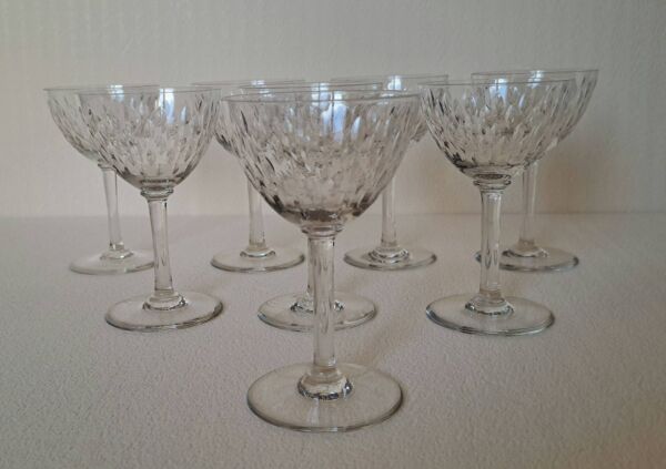 8 verres à vin blanc en cristal de Baccarat modèle Magenta Grain De Ri
